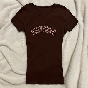 brandy melville new york brown shirt tee top